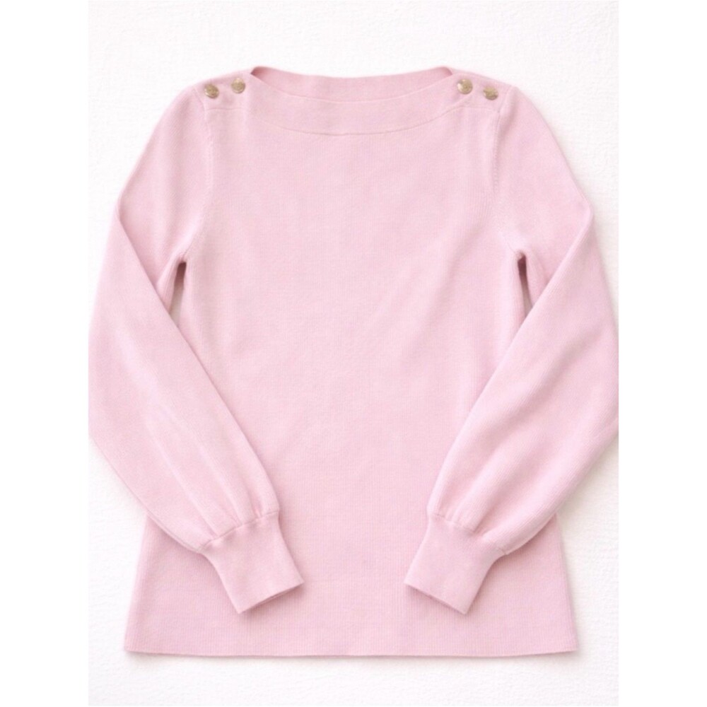 Ralph Lauren Pink Boatneck Sweater with Gold Buttons - Picture 8 of 8